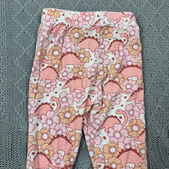 Caden Lane Dinosaur Floral Girls Pajamas - Pink and Yellow 12-18M - Picture 6 of 10